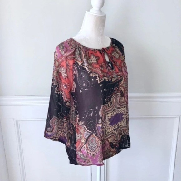 Stitch Fix Papermoon Crescenta Tie Neck Blouse NWT - Picture 3 of 5